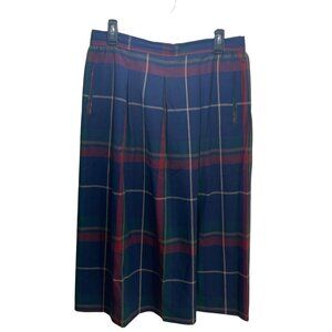 Pendleton 100% Virgin Wool Skirt Women 16 Navy Academia Tartan Check Plaid